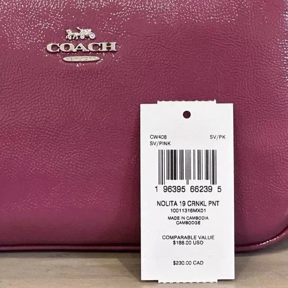 New coach nolita 19 silver/pink